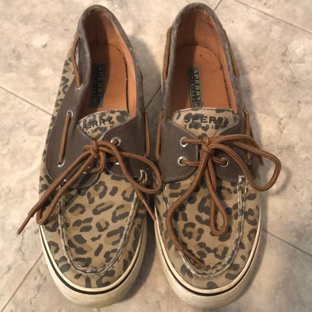 Sperry Topsider faded leopard print lace up